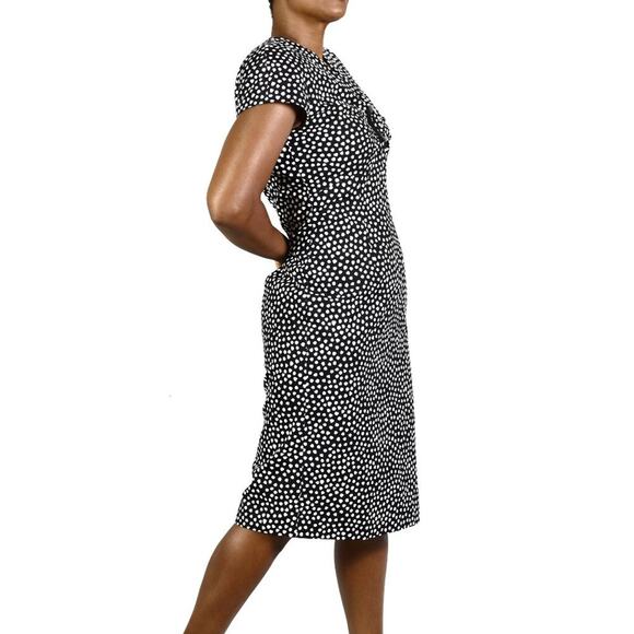 Vintage Howard Wolf Dress Black and White Cap Sleeve Shoulder Pads Dotted Small - Picture 4 of 12